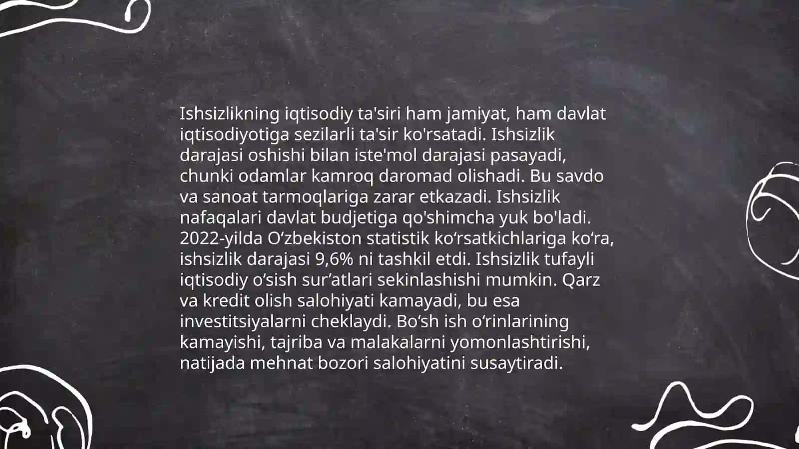 Ishsizlik muammosi va uni bartaraf etish yo'llari 4