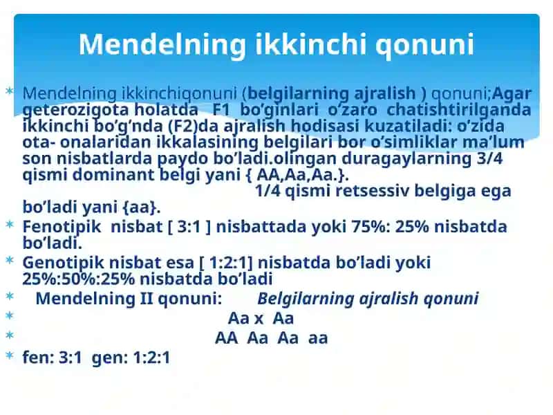 Mendelning I, II,III qonunlari 4
