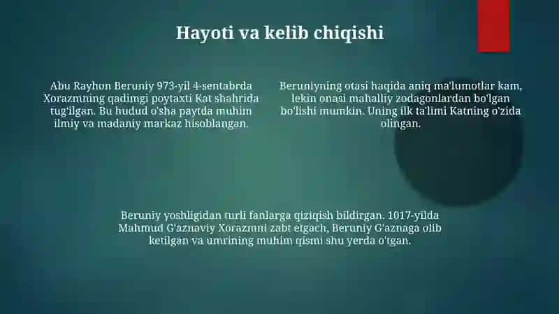 Abu Rayhon Beruniy haqida ta'lim materiallari 4
