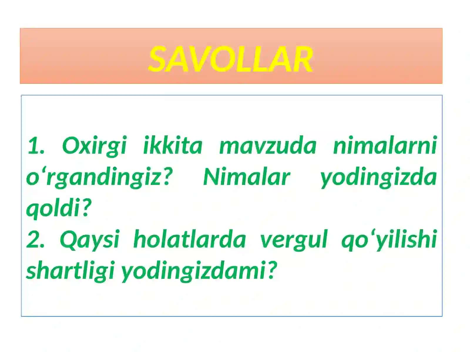 Yangimavzu mustahkamlash 4