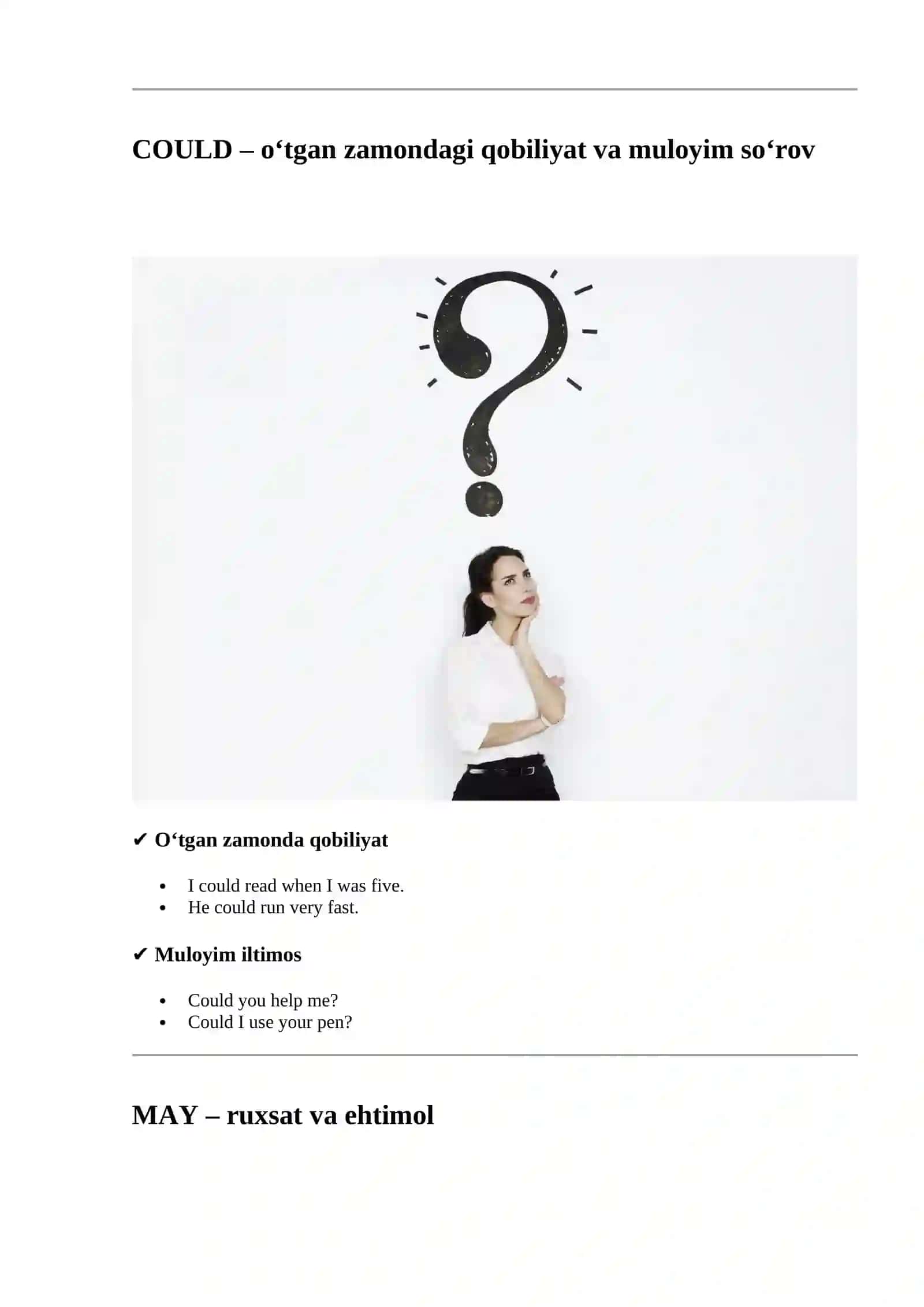 Modal Verbs ( Could, ) 4
