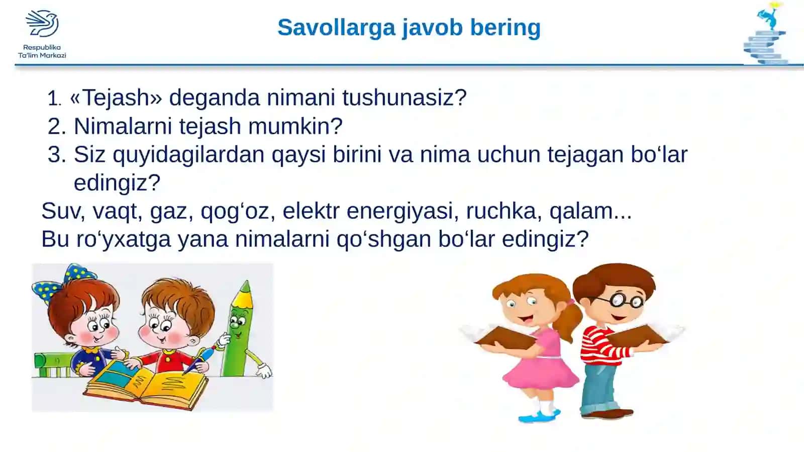 3-sinf Tarbiya fanidan Tejamkorlik dars taqdimoti 4
