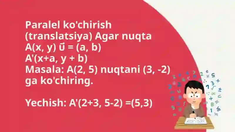 Geometrik akslantirishlar va ularni algebraik metodlar bilan yechish 4
