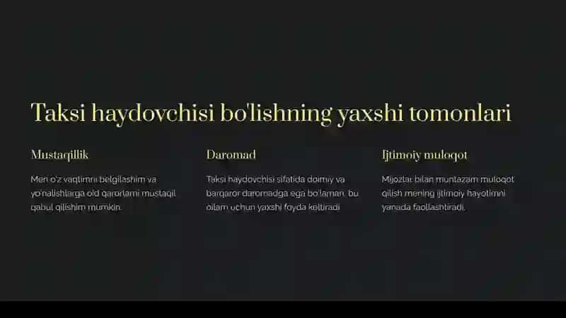 Mening kasbim - taksis 4