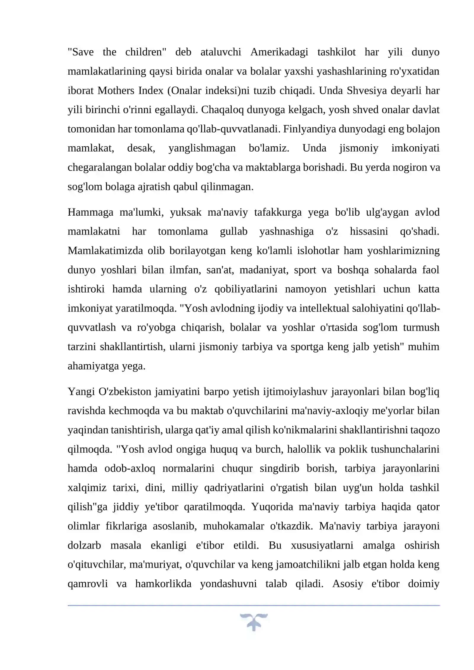 Tarbiya konsepsiyalarni o’rganish va tahlil etish 4