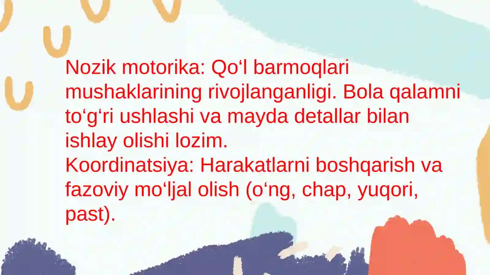 Bolaning maktab ta'limiga tayyorgarligi 4