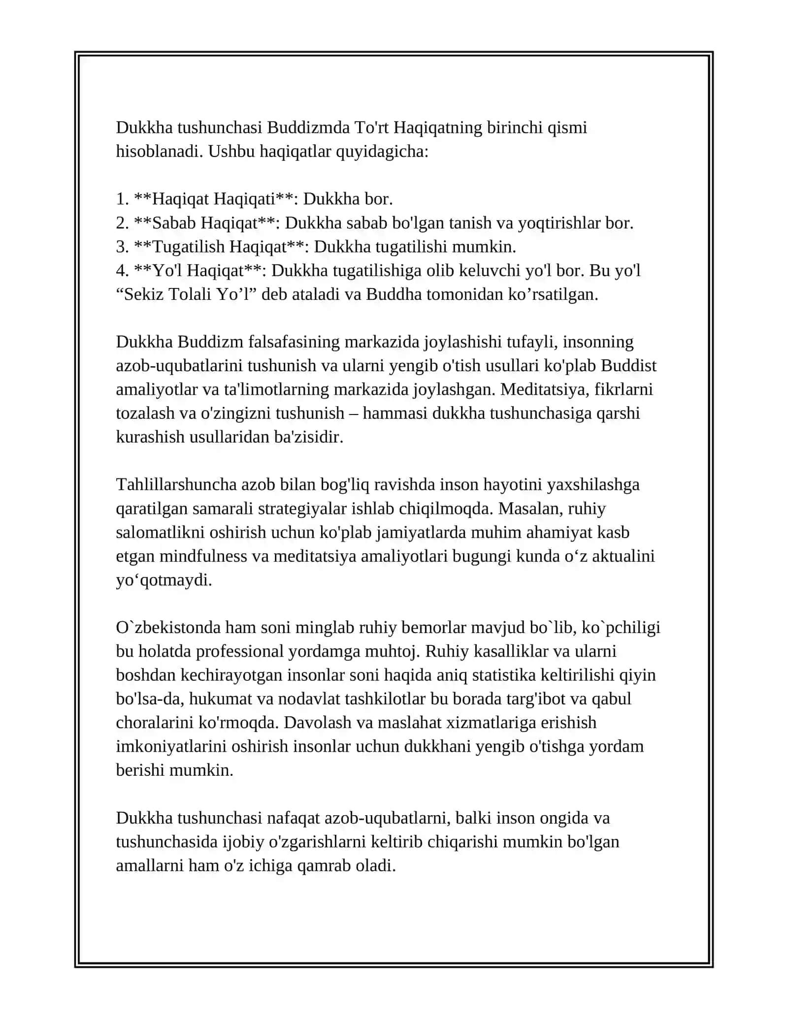 BUDDAVIYLIKDAGI TOʻRT HAQIQAT 4