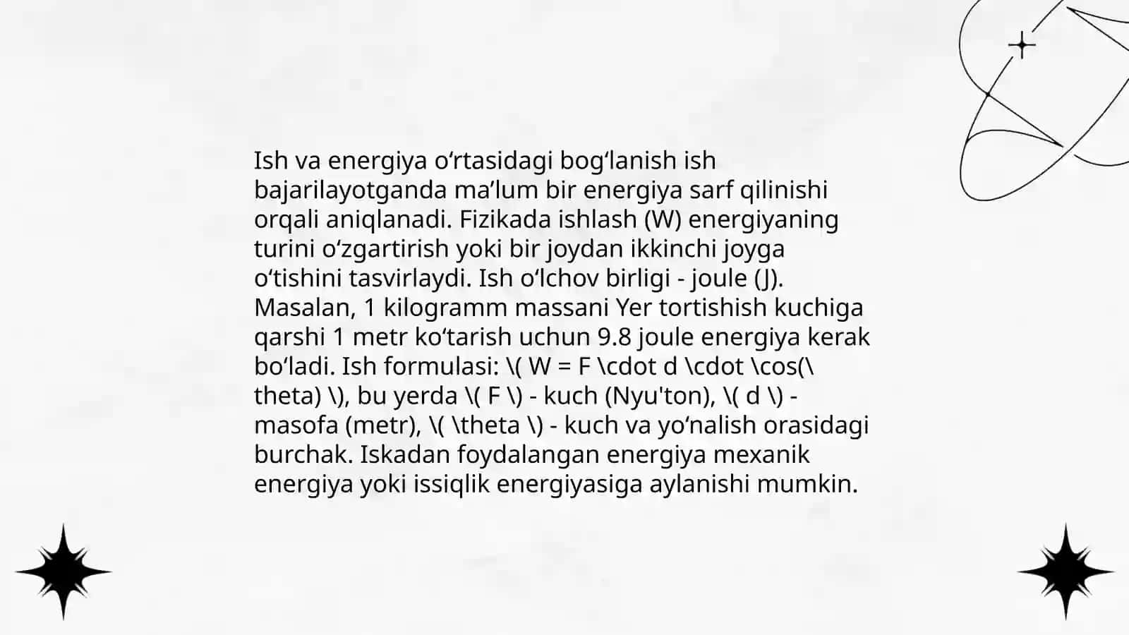 Ish, energiya va quvvat tushunchalari 4