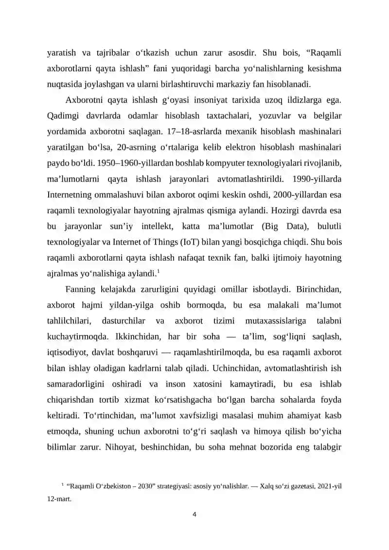 Raqamli axborotlarni qayta ishlash ustasi 4
