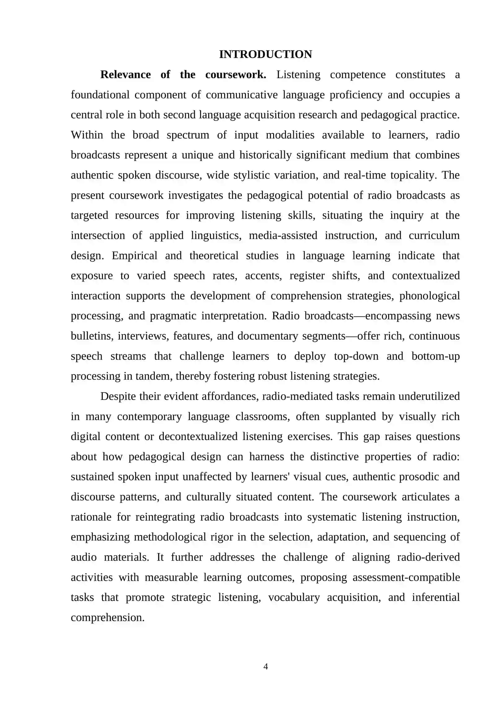 Kurs ishi: “Using radio broadcasts to improve listening” 4