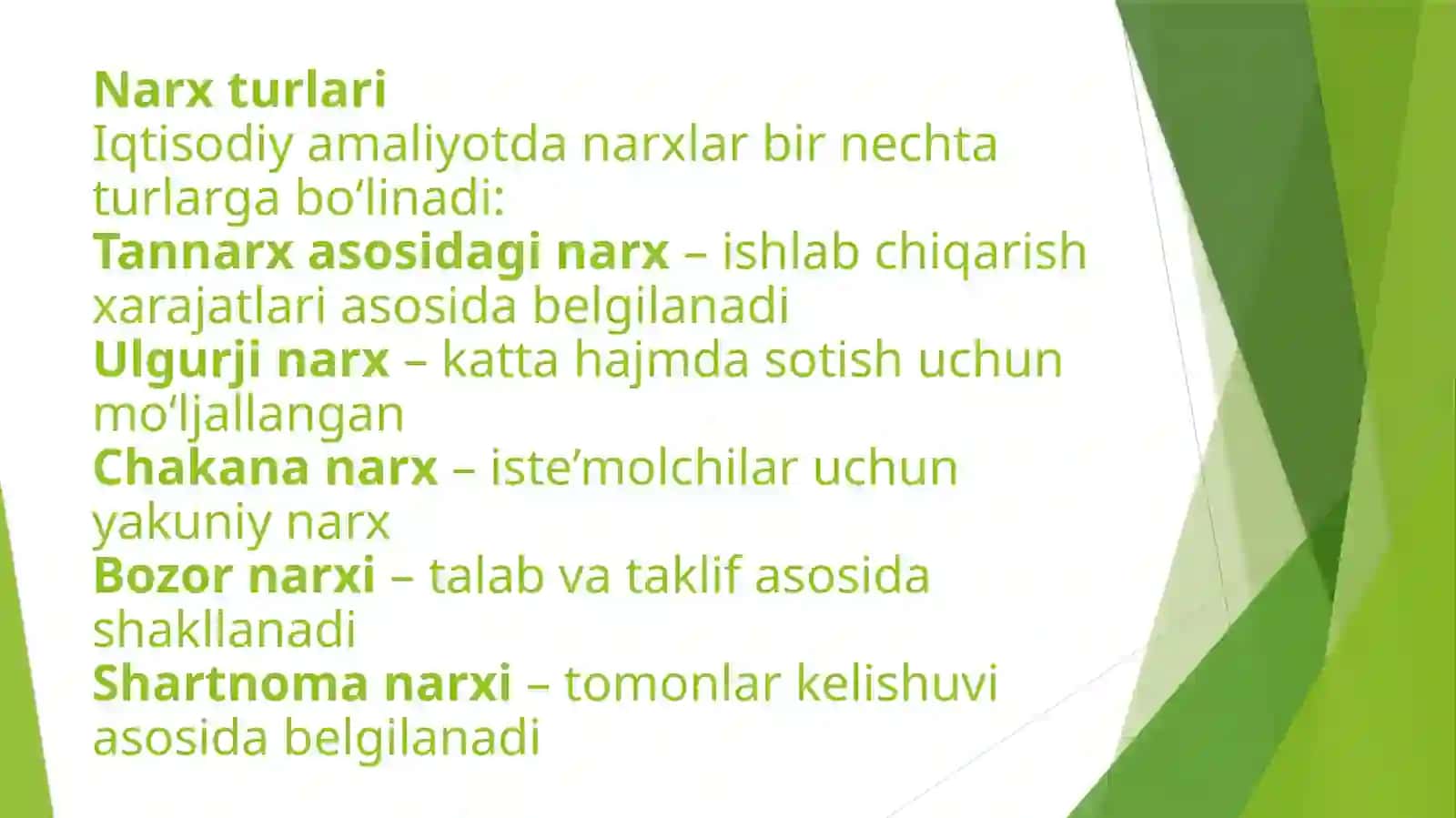 Narxtushunchasi va uning turlari 4