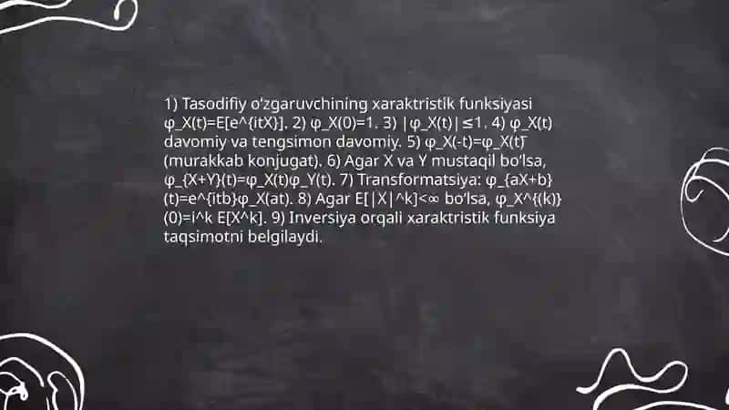 Xaraktristik funksiya va uning xossalari 4
