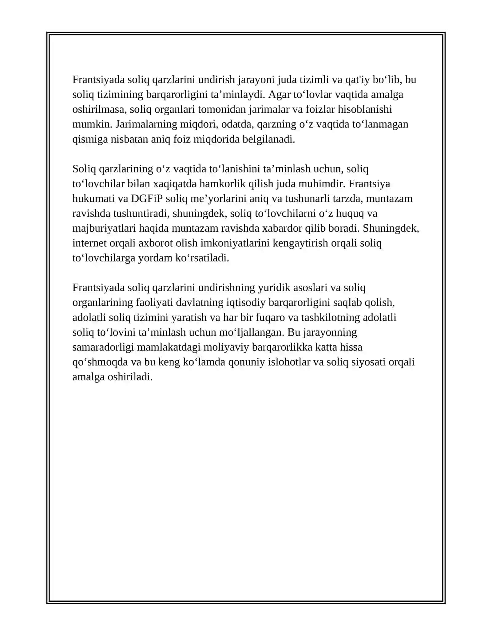 FRANSIYADA SOLIQ QARZINI UNDIRISH TARTIBI 4