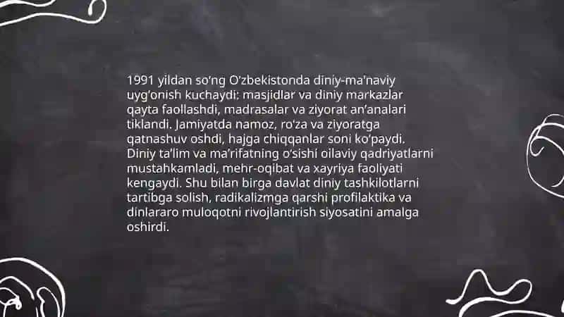 Ma'naviy va madaniy taraqqiyot Uzbekistonda 4