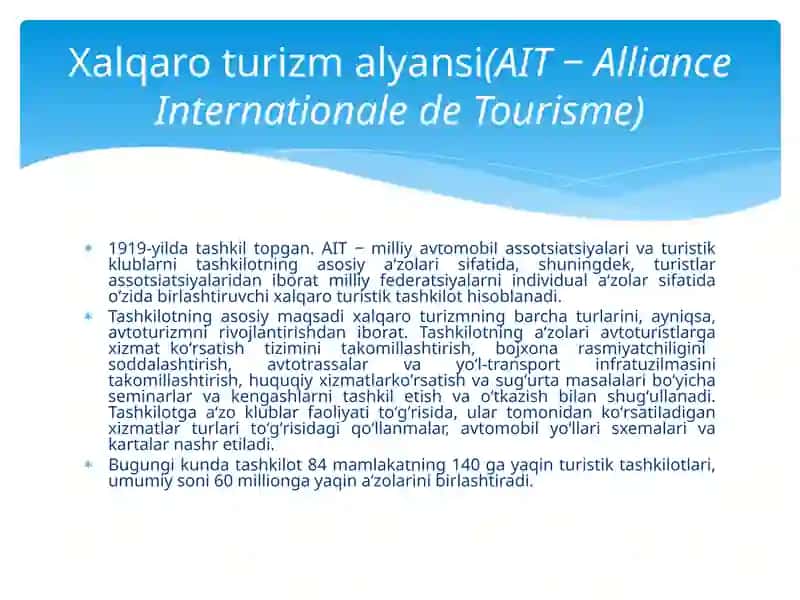 Xalqaro Turizm Tashkilotlari 4