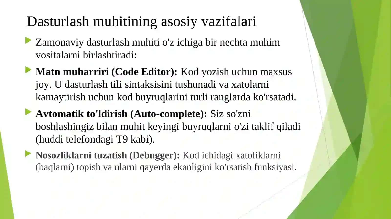 Dasturlash muhiti va IDE bilash ishlash 4