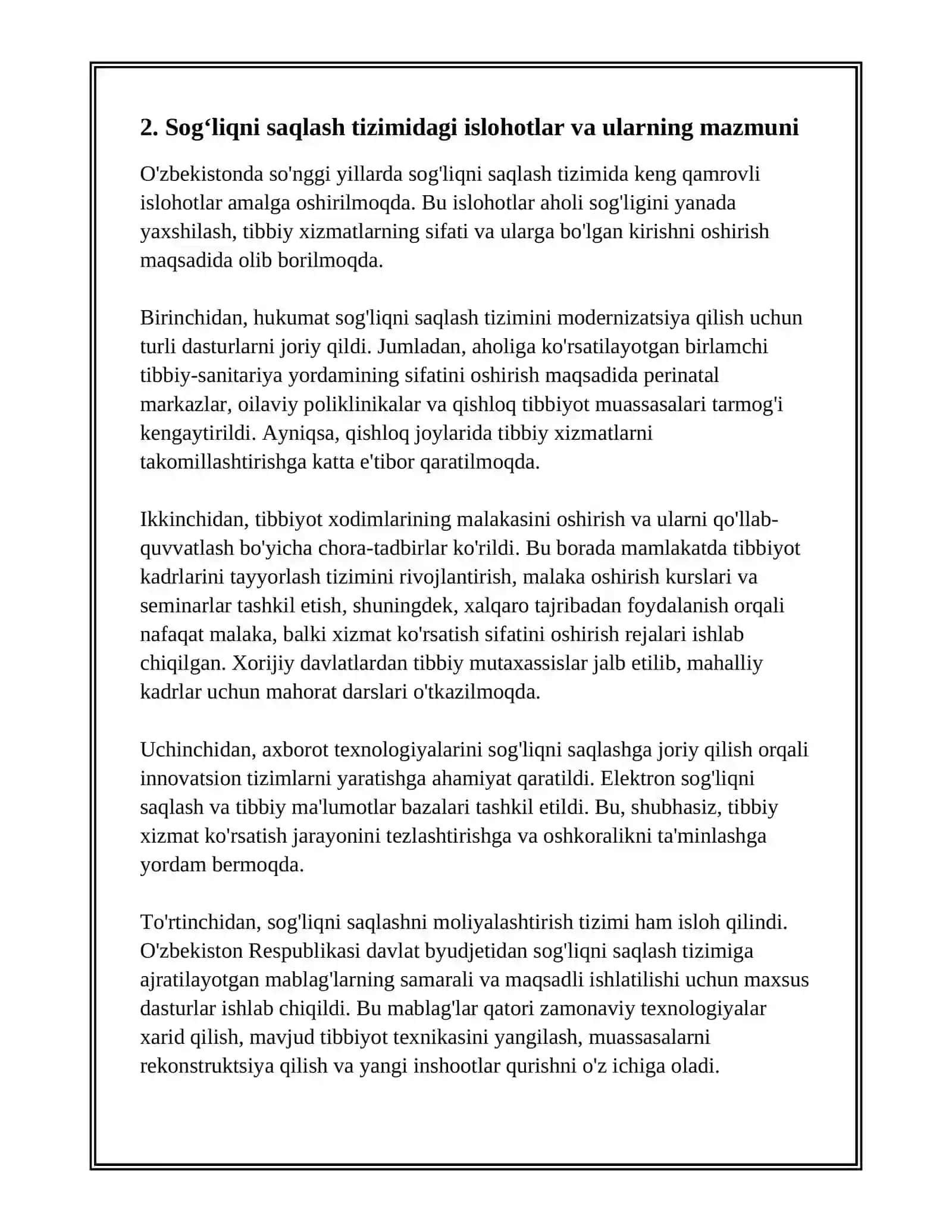 O‘ZBEKISTONDA IJTIMOIY SOHADA AMALGA OSHIRILAYOTGAN O'ZGARISHLAR MAZMUNI VA MOHIYATI 4