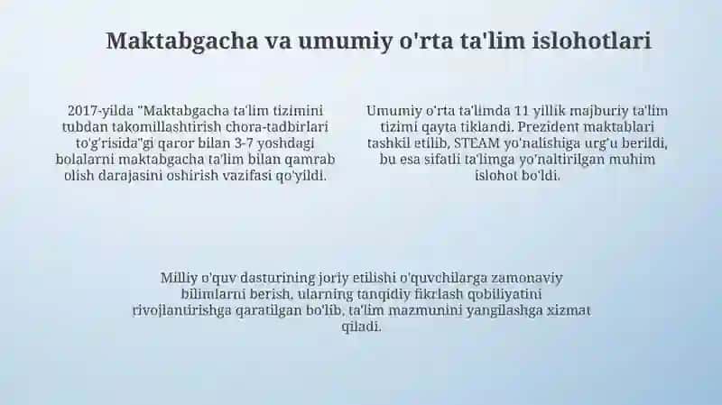 Ta'lim sohasidagi islohotlar 4