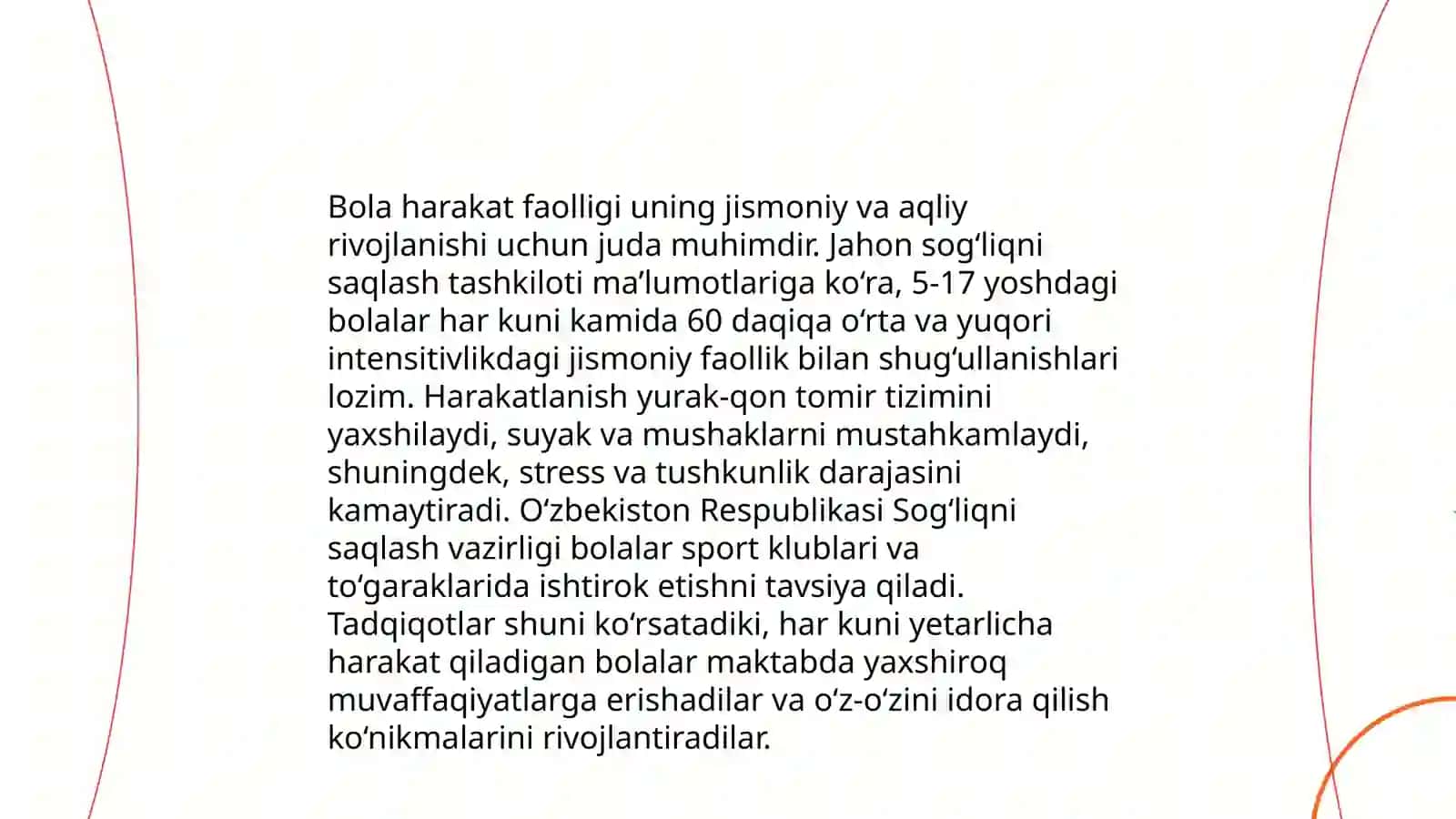 Ilk va Maktabgacha bolalar rivojlanishga qoyiladigan davlat talablaridan jismoniy rivojlanish va gigiyena sohasi 4