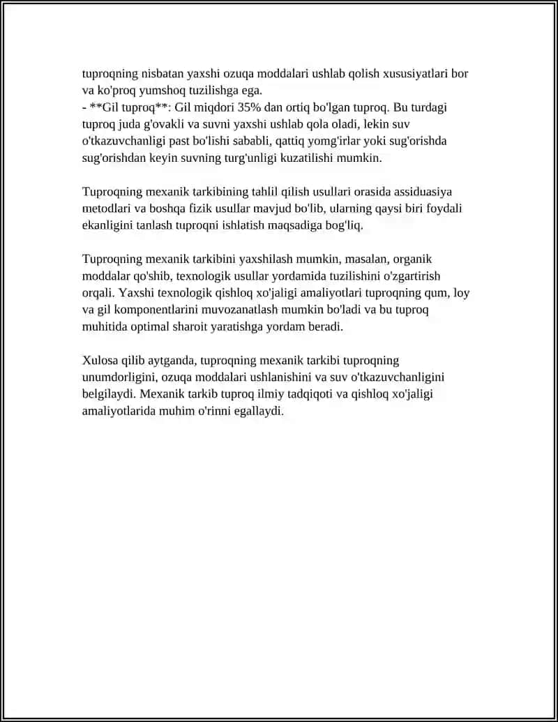 REFERAT Mavzu: TUPROQ VA UNING XUSUSIYATLARI 4