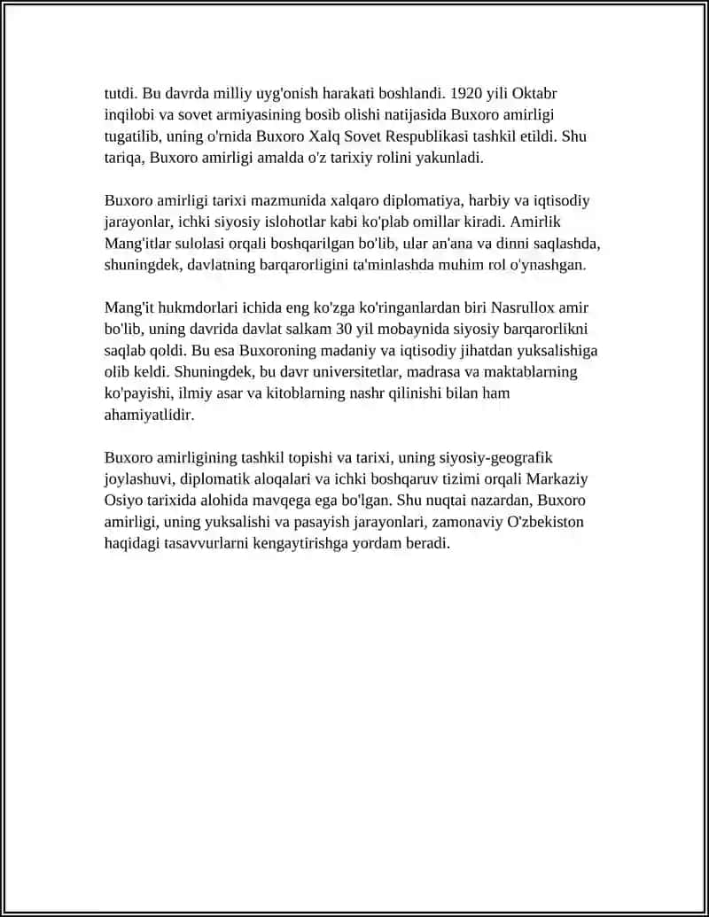 Buxoro Amirligi Referat 4