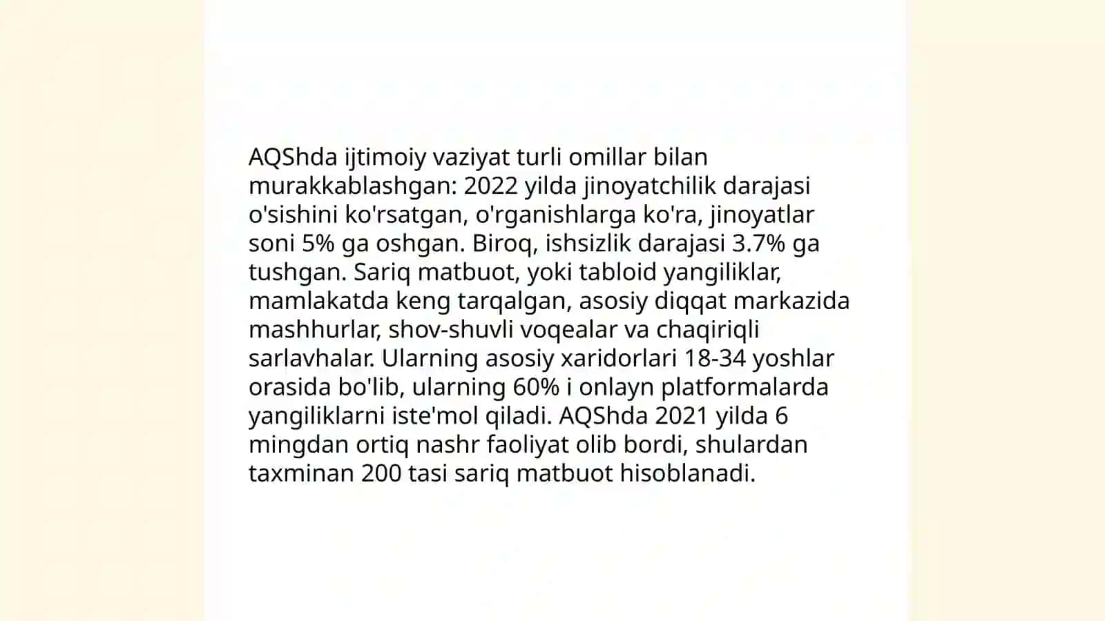 Sariq matbuotning rivojlanishi AQShda 4