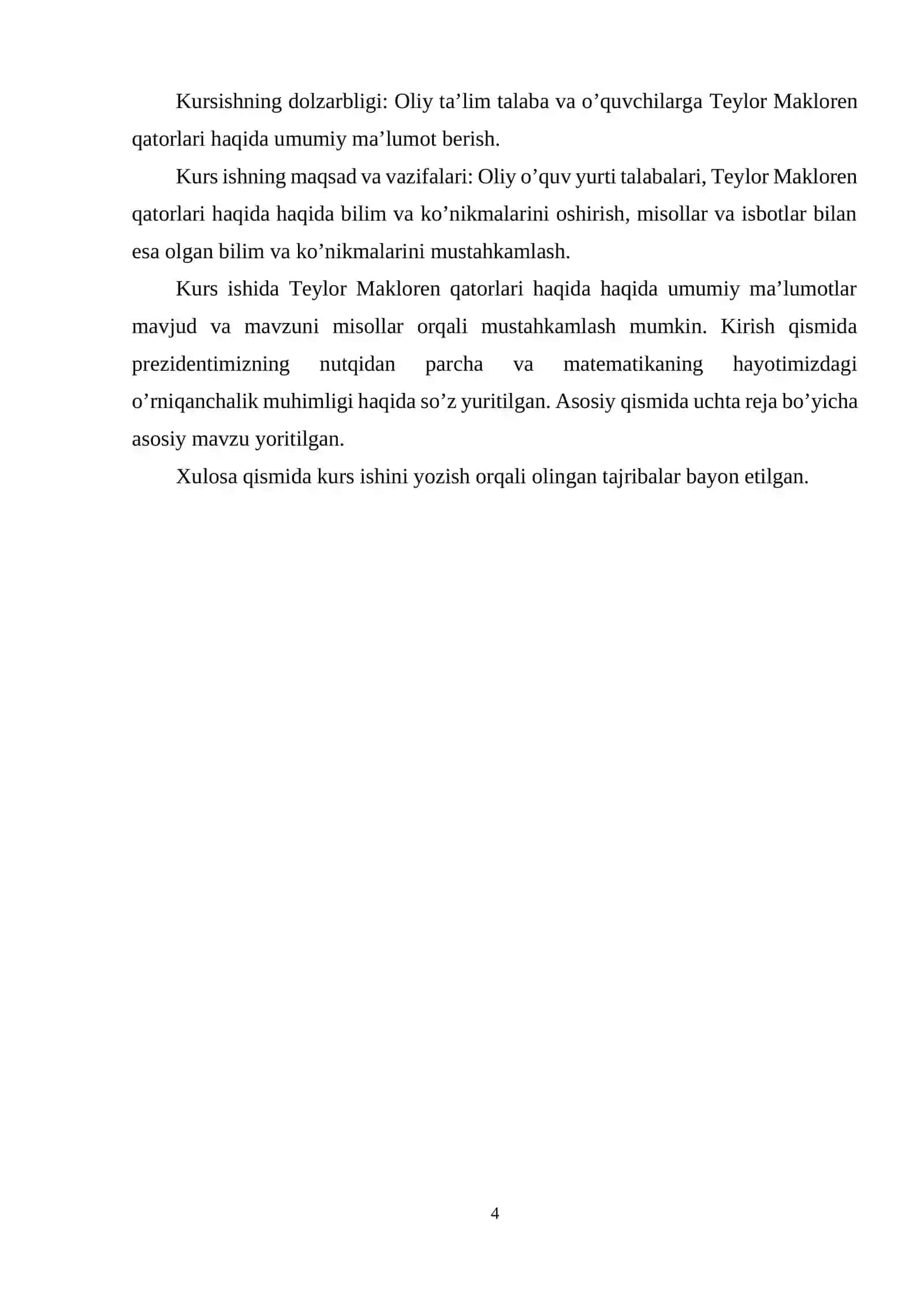 Teylor Makloren qatorlari 4