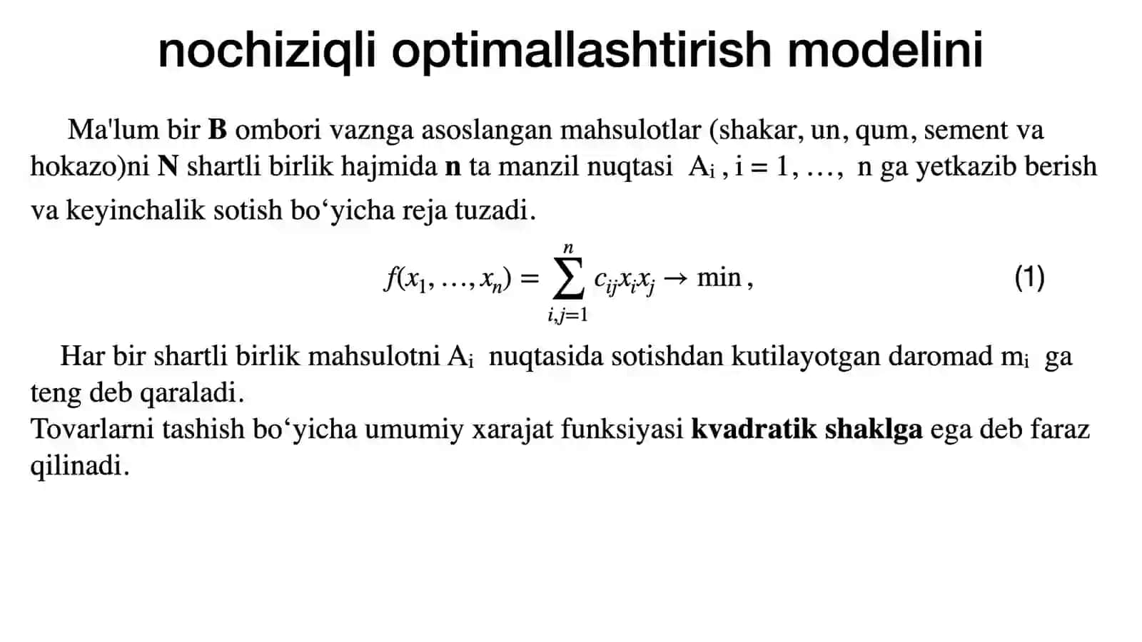 Nochiziqli optimallashtirish modelini tuzish 4