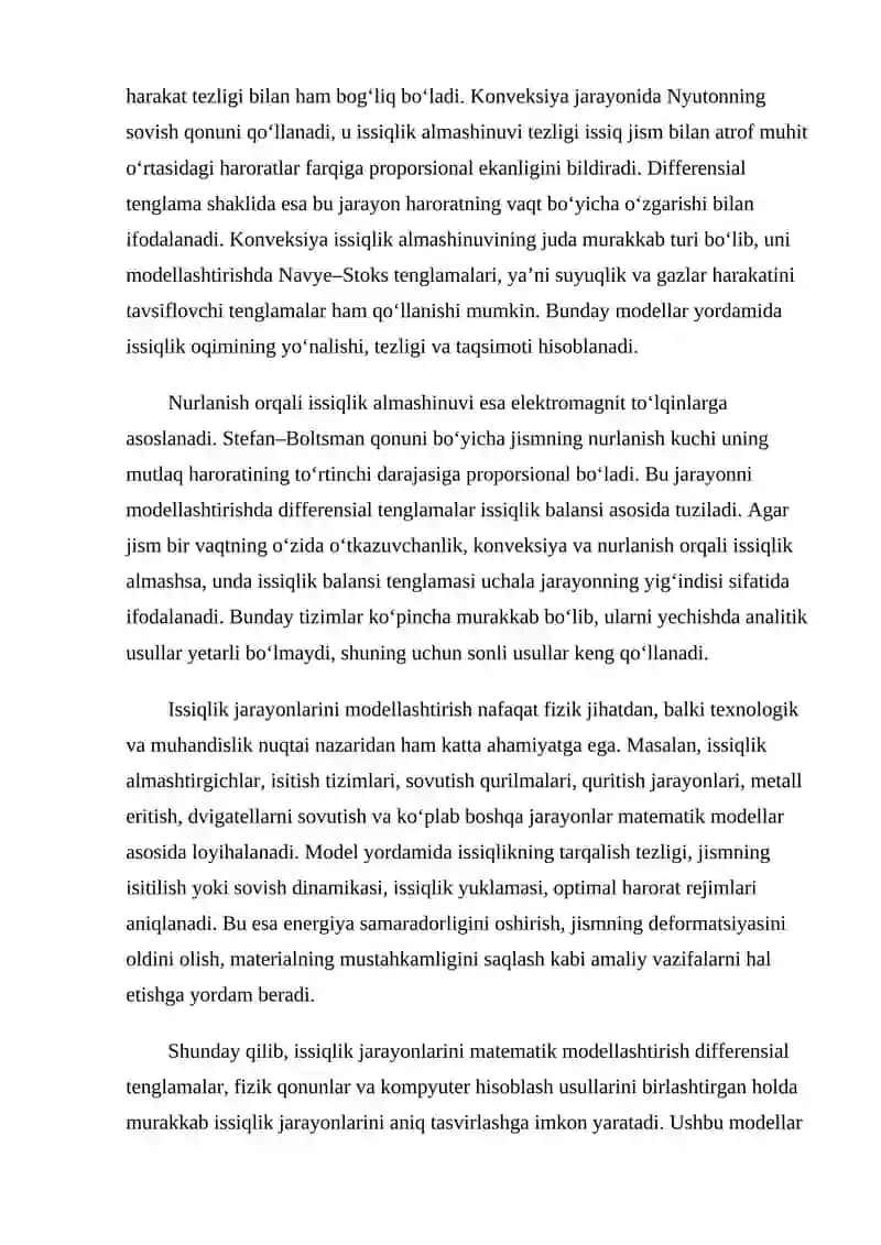 Issiqlik dinamikasi va issiqlik almashinuvida differensial hisob tatbiqlari 4
