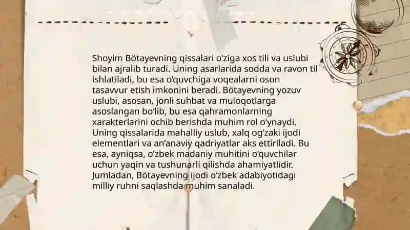 Shoyim Bötayev qissalari tahlili 4