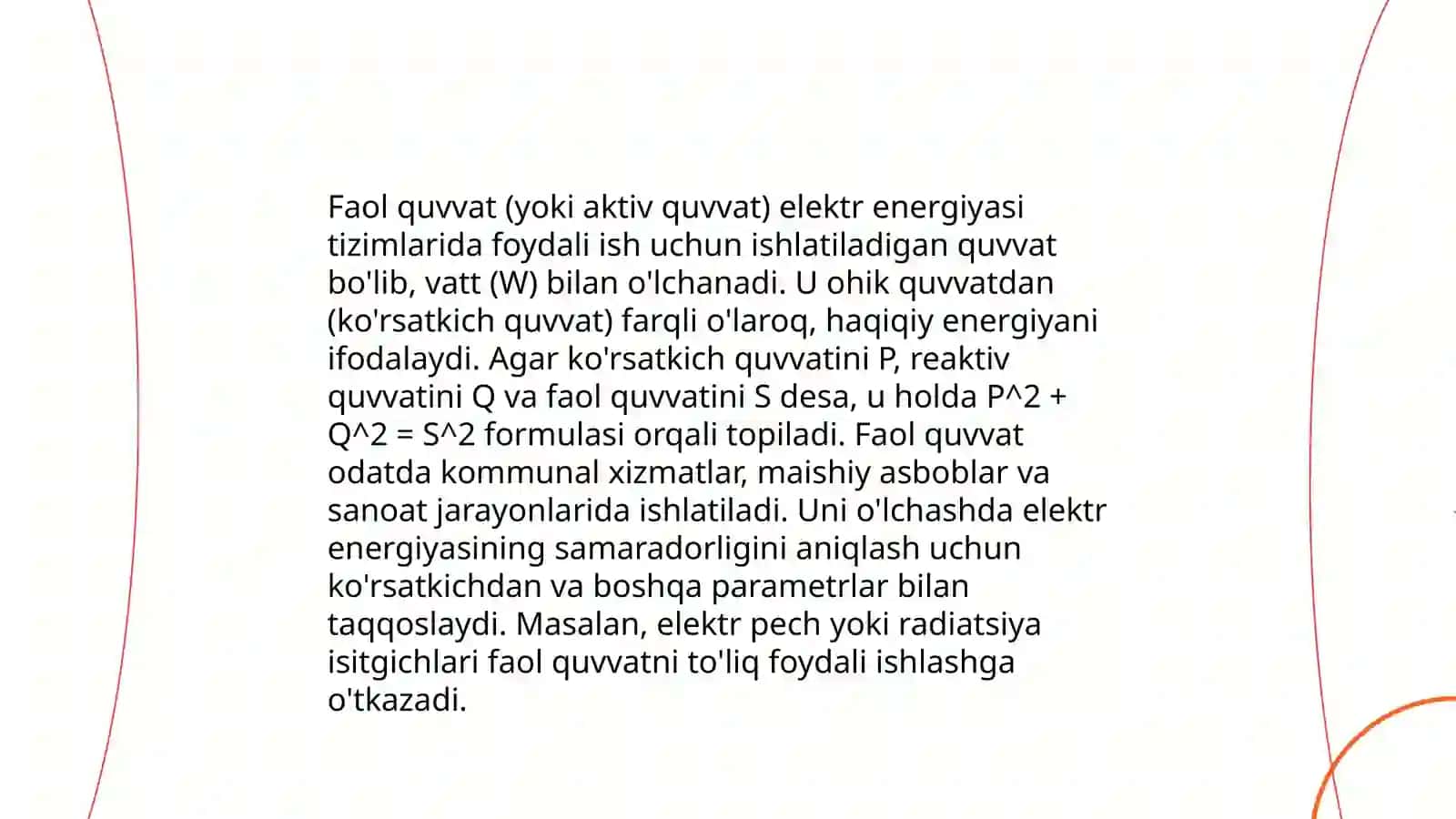 Sinusoidal tok zanjirlarida quvvat tahlili 4