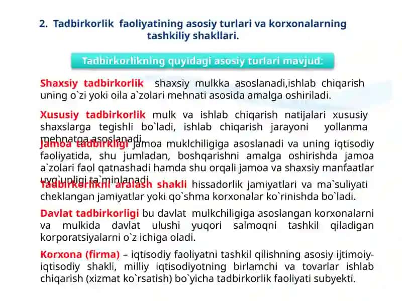 Tadbirkorlik kapitali va uning harakati 4