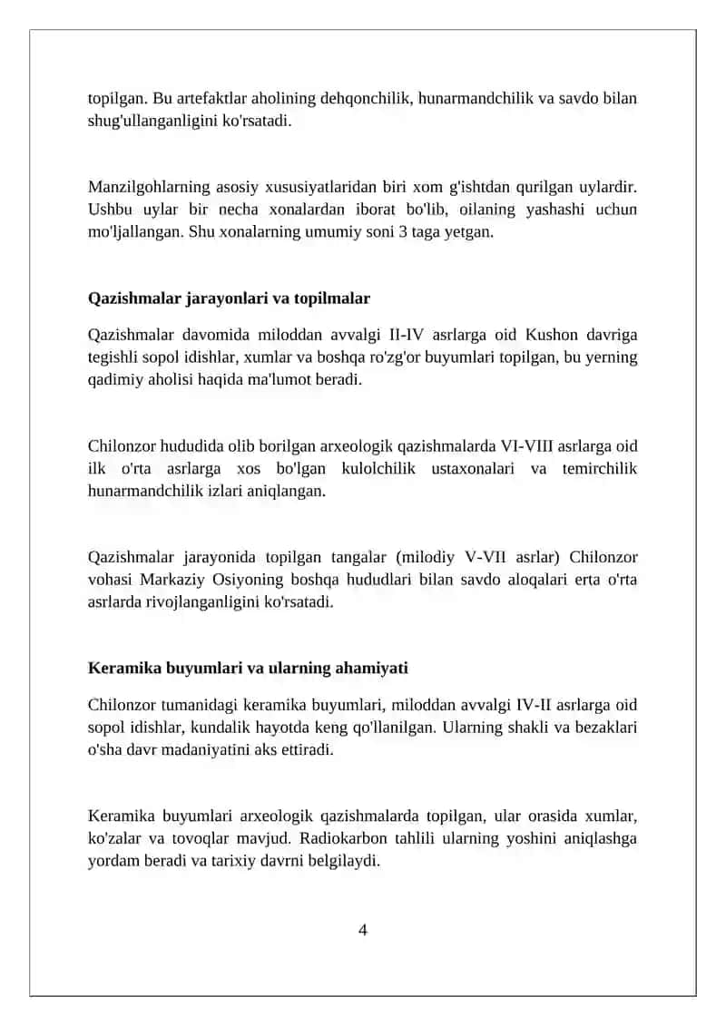 Chilonzor tumanidagi arxeologik manzilgohlar 4
