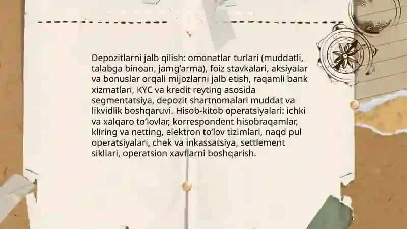 Tijorat banklarining funktsiyalari va operatsiyalari 4