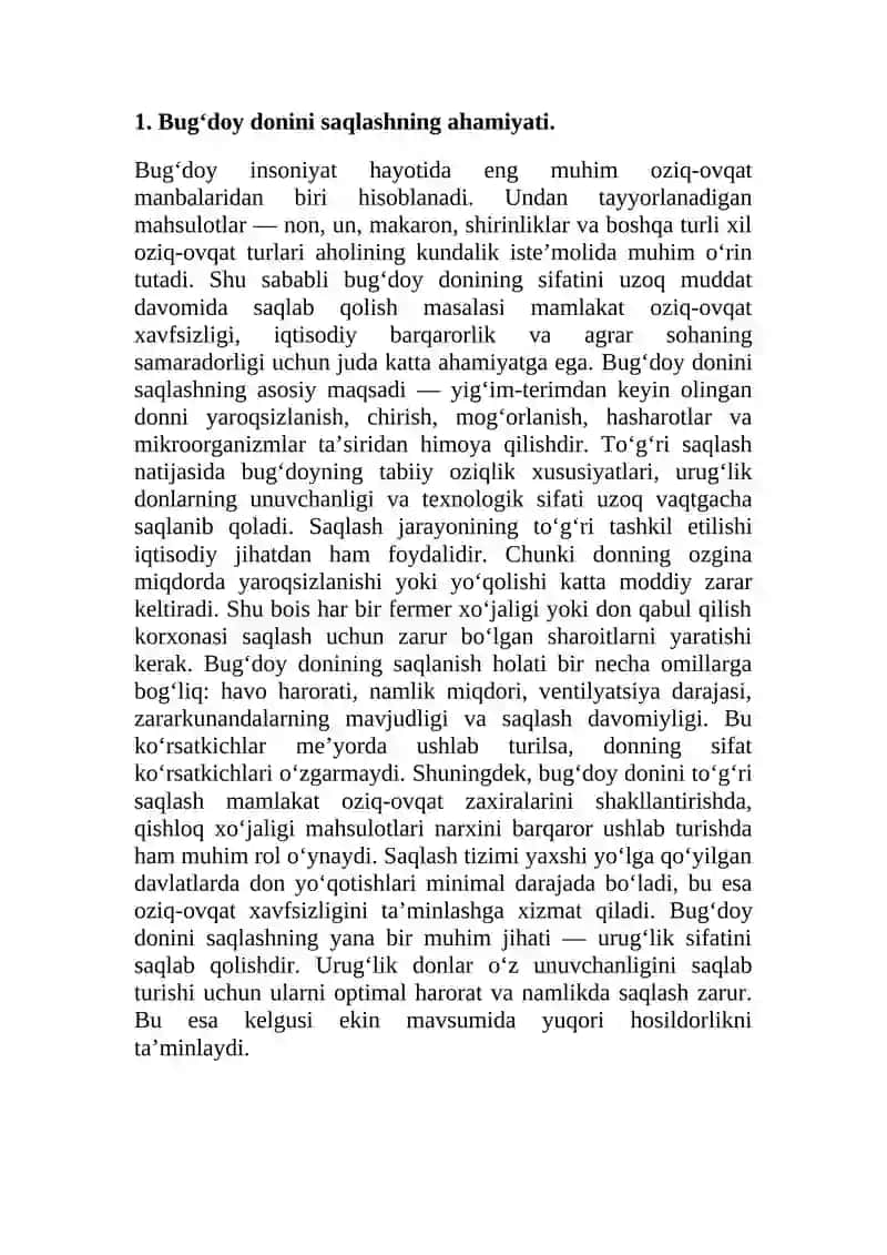 Bug’doy, donini saqlash omborlari, usullari va yangi texnologiyalari. 4