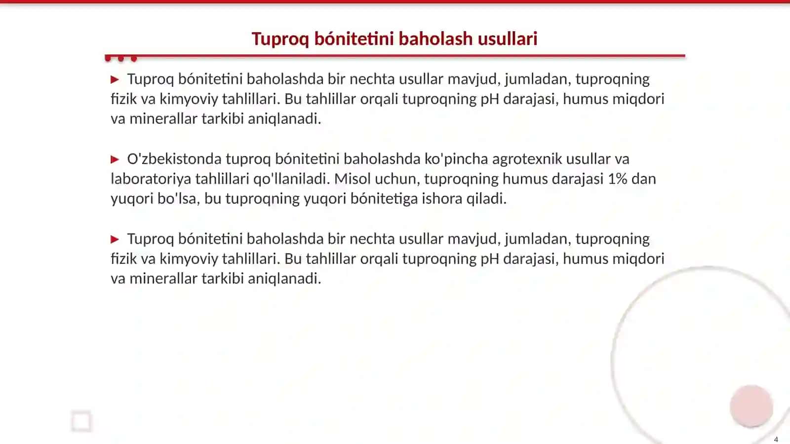 Tuproq bóniteti 4