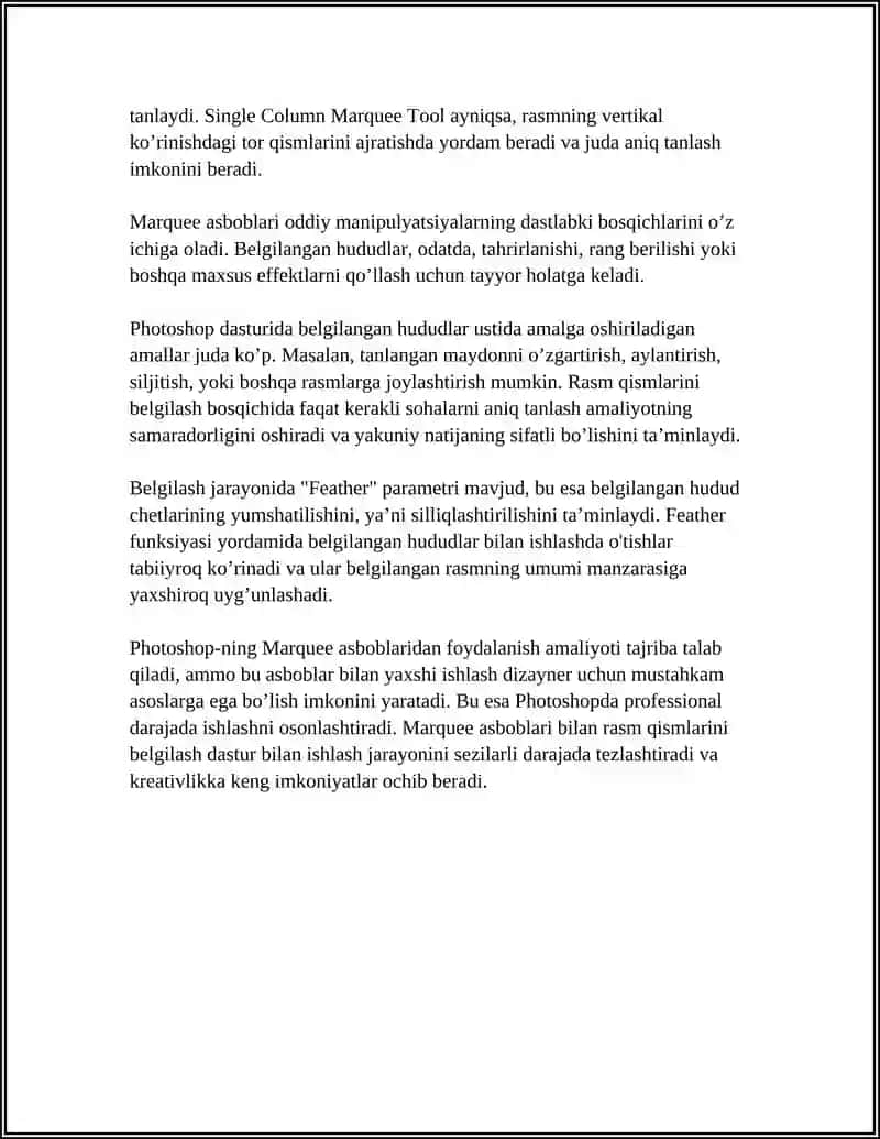 ADOBE PHOTOSHOP DASTURIDA RASM QISMLARINI BELGILASH 4
