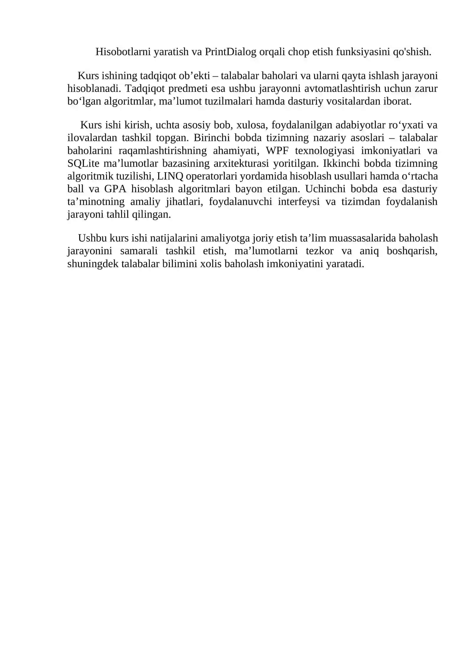 Elektron jurnal –talabalarni baholarini boshqarish tizimi 4