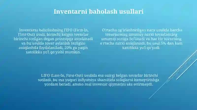 Joriy aktivlar:tovar-moddiy zahiralar 4