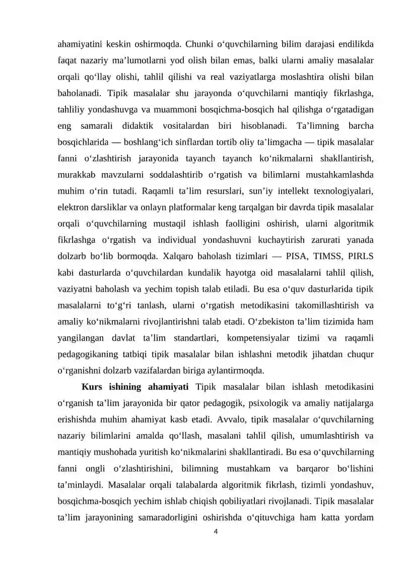 Tipik masalalar bilan ishlash metodikasi 4