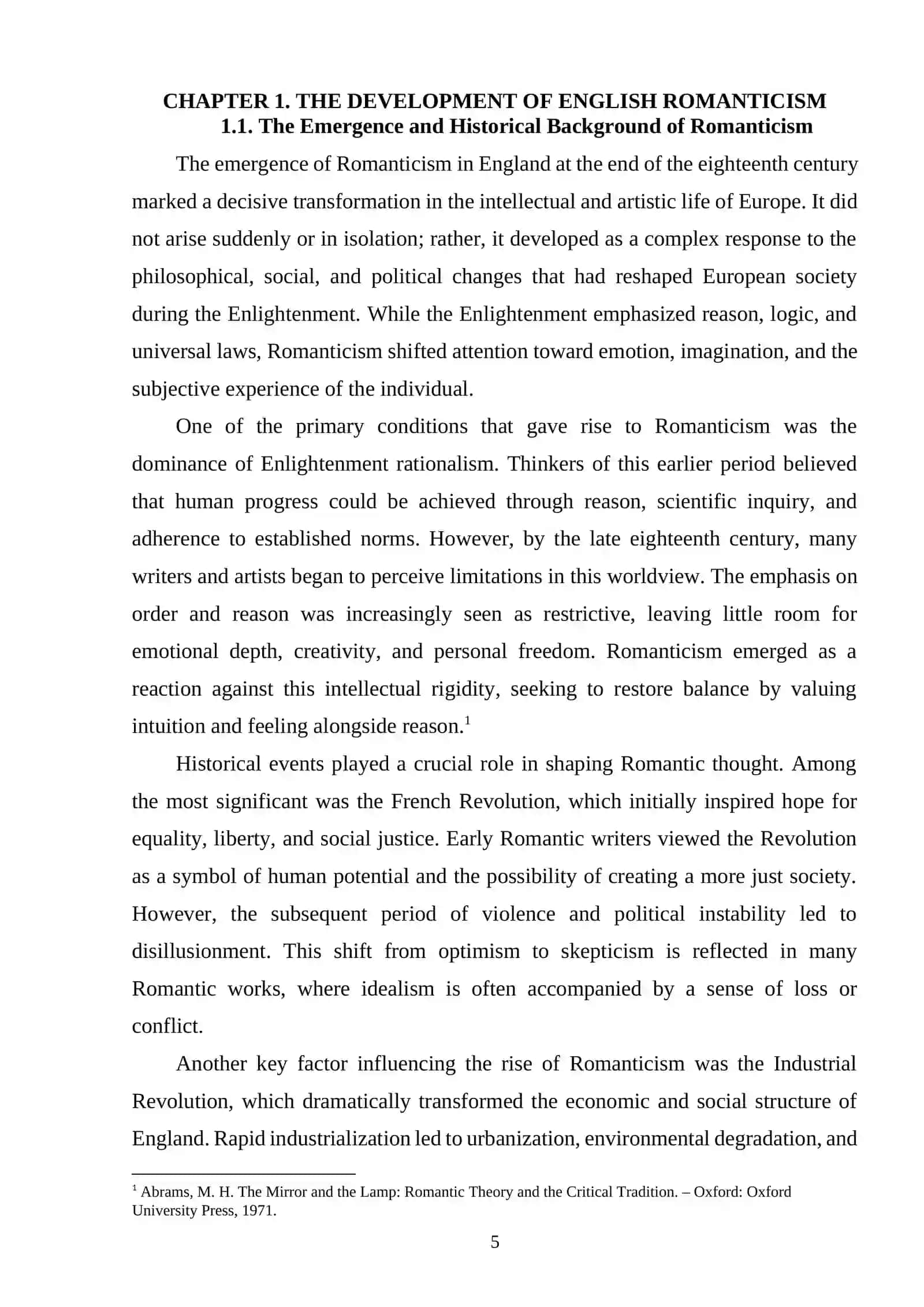 ENGLISH ROMANTICISM AND ITS DEVELOPMENT 4