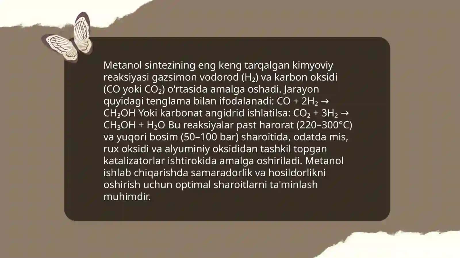 Metanol sintez qilish kinetikasi 4