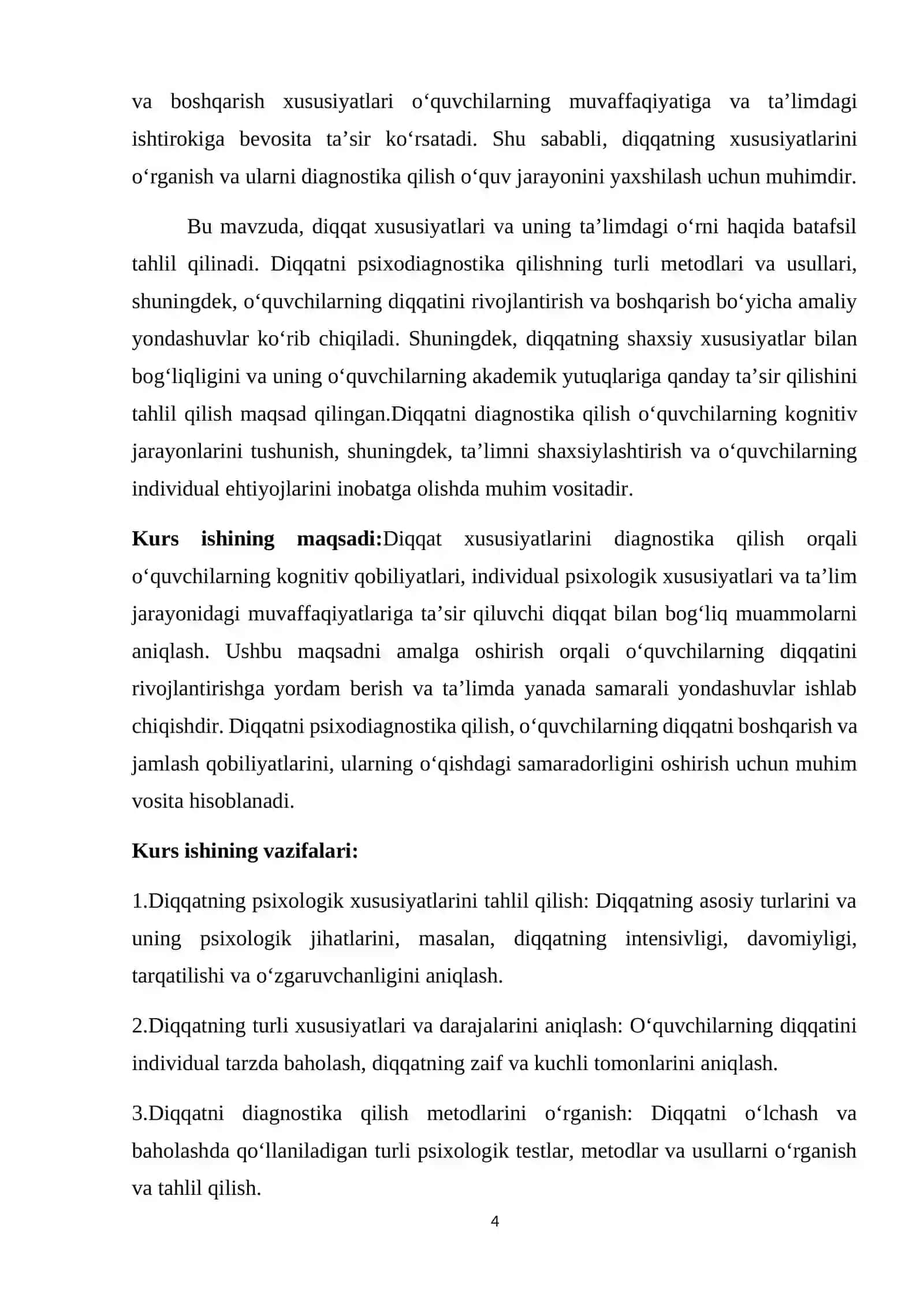 DIQQAT XUSUSIYATLARI DIAGNOSTIKASI 4