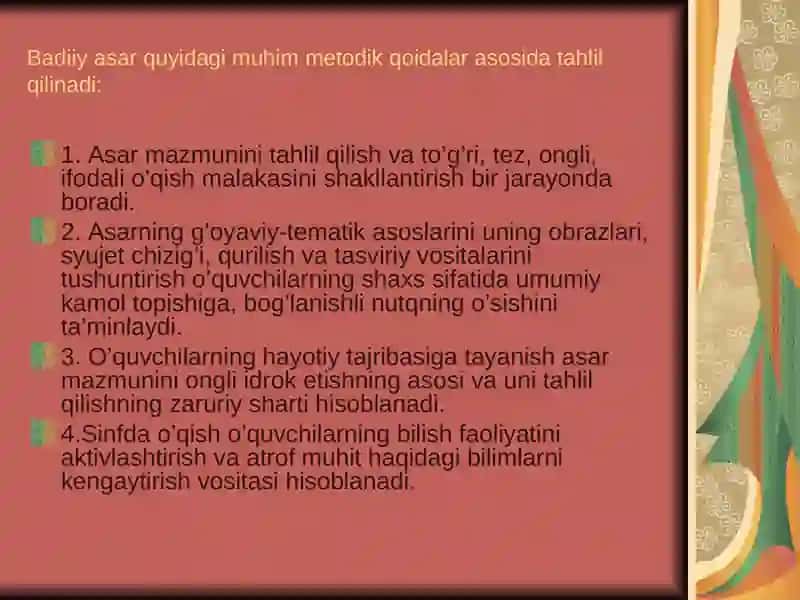 Epizodlar ustida ishlashning oʻziga xosliklari 4