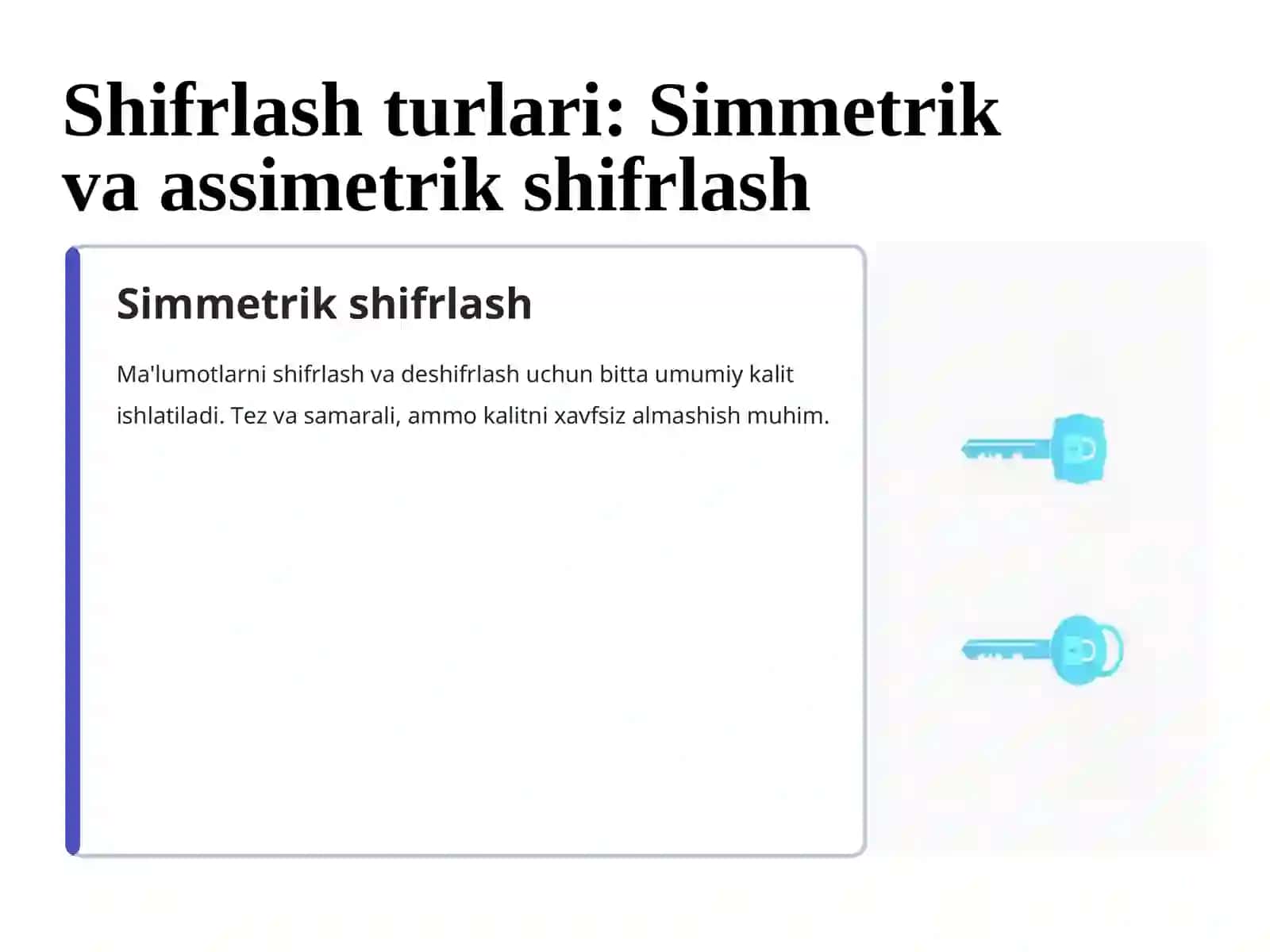 Kriptografiya asoslari (shifrlash, autentifikatsiya) 4
