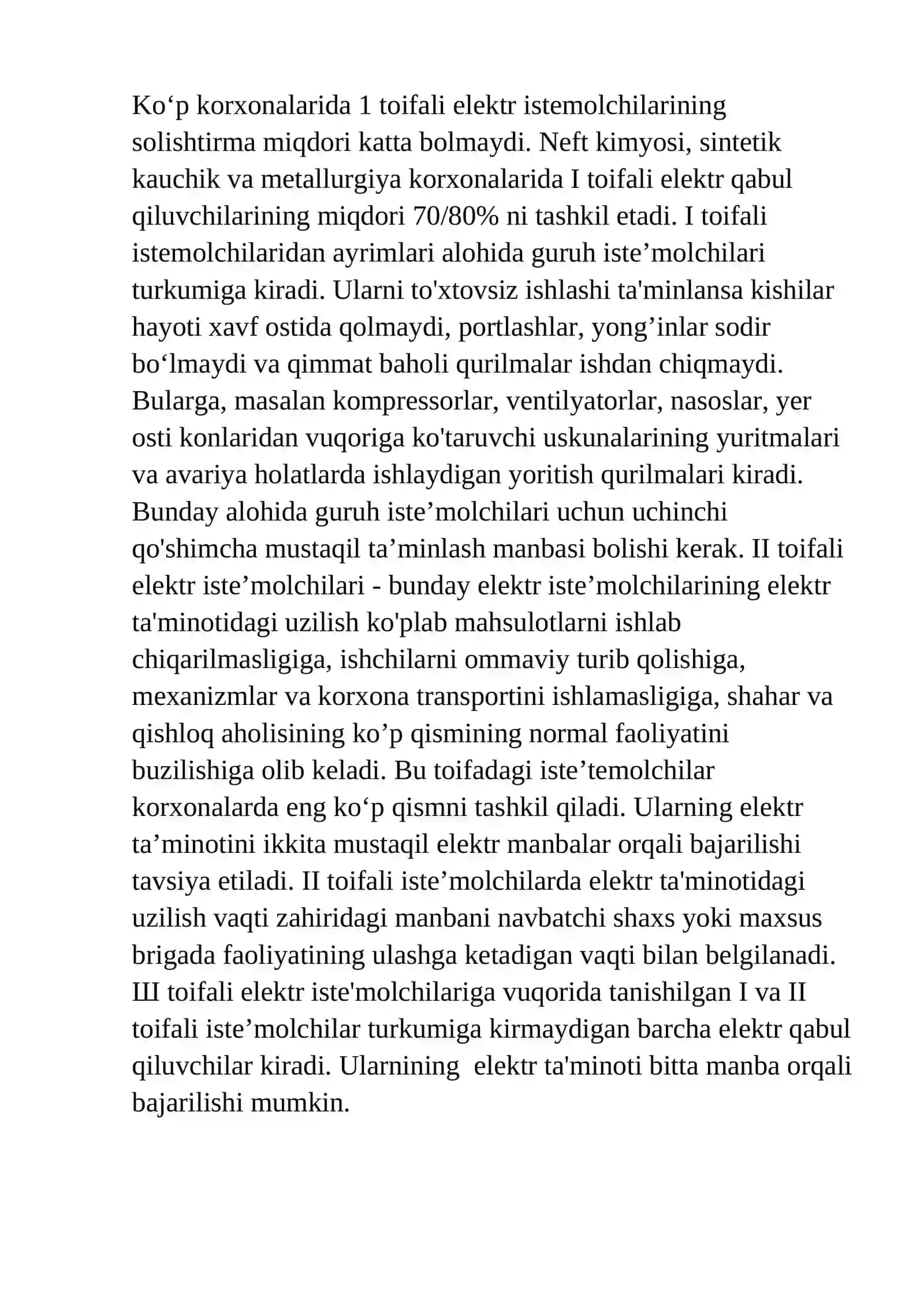 Birinchi toifadagi elektr iste’molchilar 4