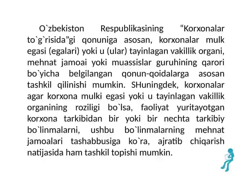 KORXONANI TASHKIL QILISH VA UNING FAOLIYATINI TO`XTATISH 4