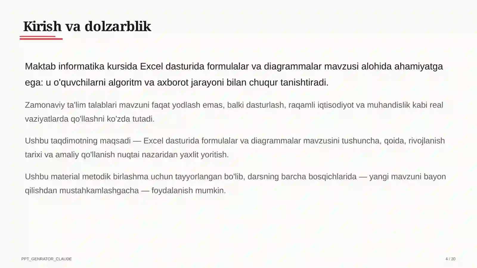 Excel dasturida formulalar va diagrammalar (7-sinf) 4