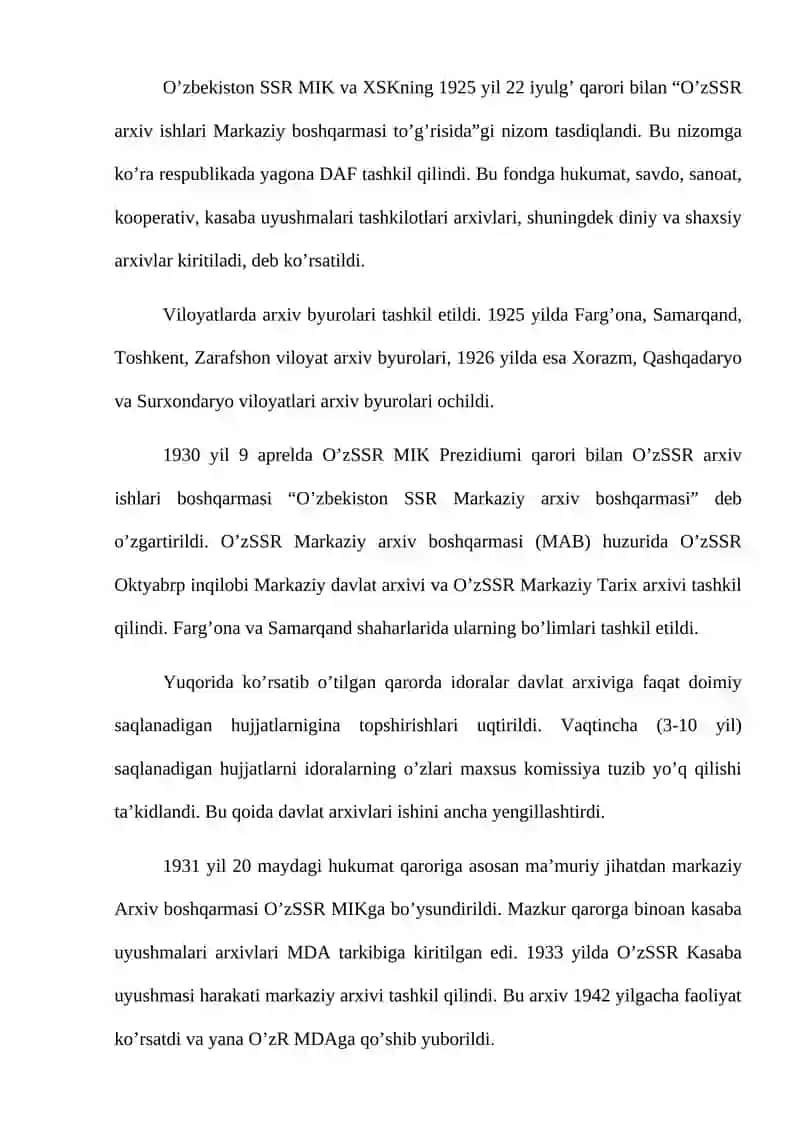 O’zbekiston Davlat Arxivlari Tarixi 4