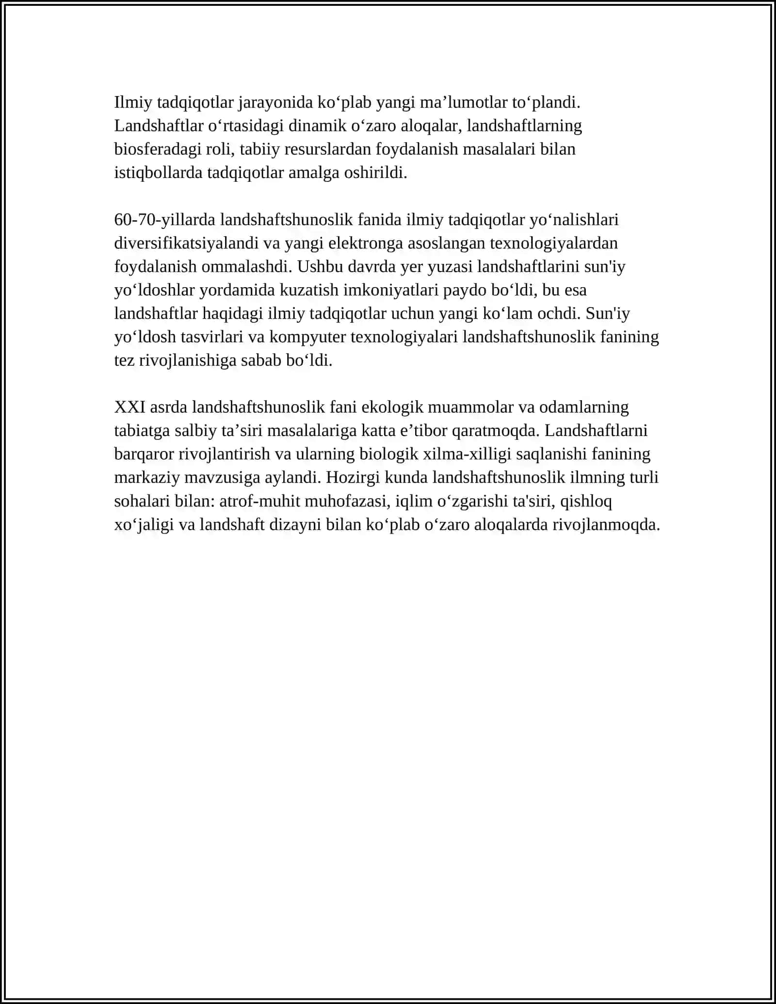 LANDSHAFTSHUNOSLIK FANINING RIVOJLANISH TARIXI 4